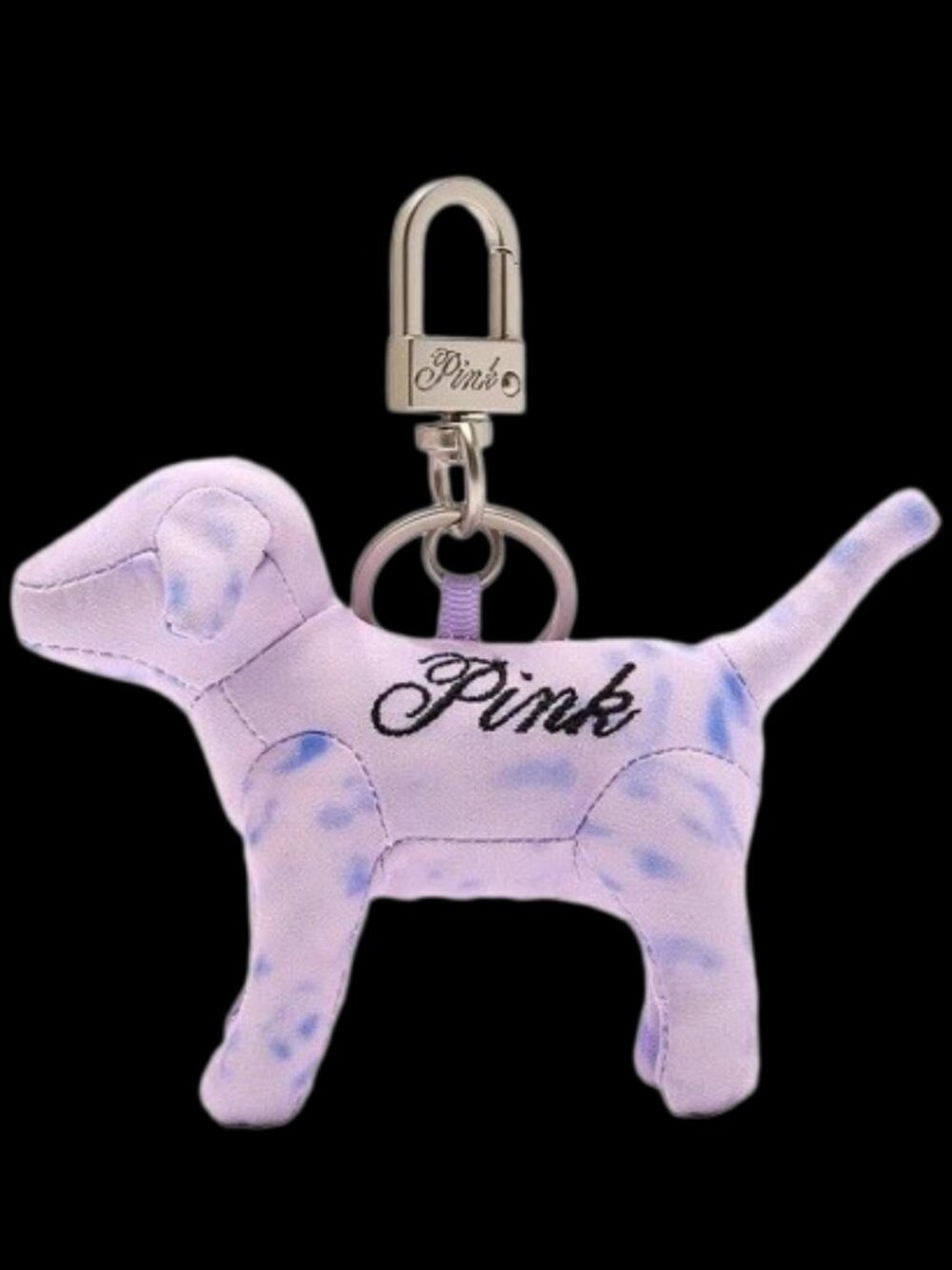 VICTORIA'S SECRET PURPLE LEOPARD PRINT MICRO DOG KEYCHAIN - NWT